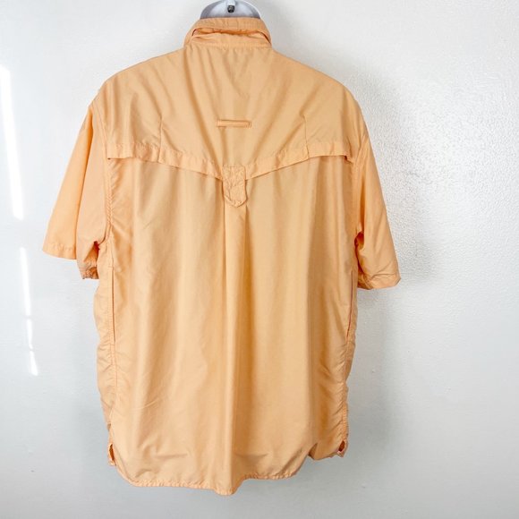 EXOFFICIO Orange Short Sleeve Nylon Vented Button Down Shirt Outdoor EXTRA LARGE - Picture 2 of 10